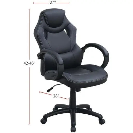 CAVINAS Upholstered Adjustable Office Chair,Home Office Desk Chairs with Universal Wheels for Gaming Work Study image {2}