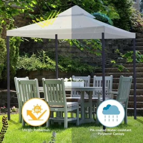 Yescom 10x10Ft UV30+ Gazebo Replacement Top for 2 Tier Outdoor Canopy Cover Patio Backyard Party Deck Ivory White image {5}