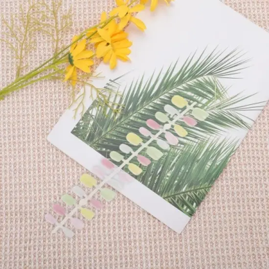 Unique Bargains Women's Full Coverage Nails Tips XS Purple Green Yellow 1 Pc image {4}