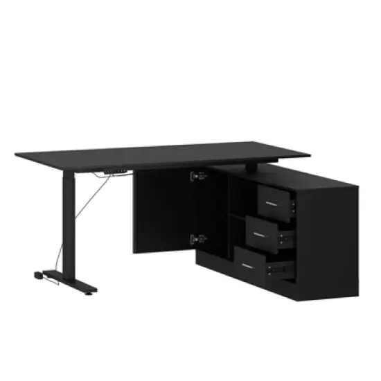 Famapy Gaming Height-Adjustable Desk with Storage & Electric Lift Top,Reversible Left-Right Study/Computer Desk,Sit-Stand Gaming Workstation image {11}