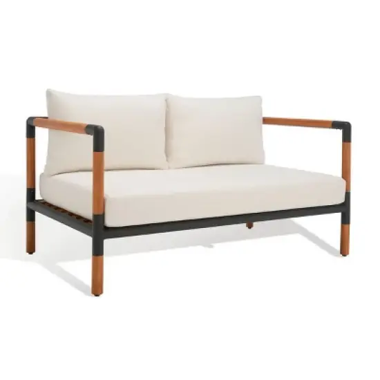 Tommy Eucalyptus and Iron 2 Seater Sofa - Indoor/Outdoor - CPT1030 - Black/White - Safavieh Couture image {5}