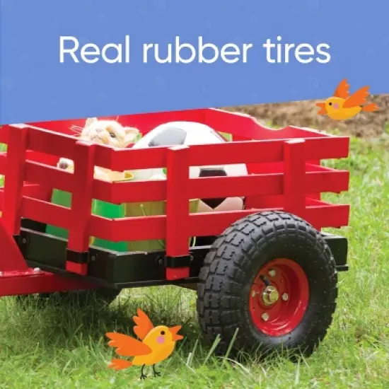 HearthSong Kids Classic Red Metal Tricycle with Attached Slatted-Wood Wagon image {5}