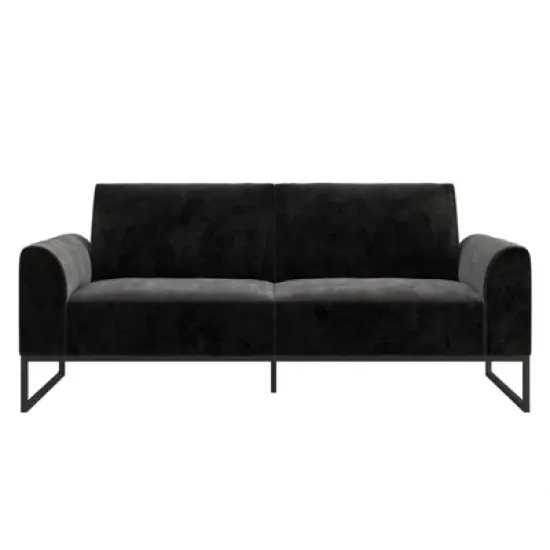 Adley Velvet Fabric Coil Futon with Metal Base - CosmoLiving by Cosmopolitan image {11}