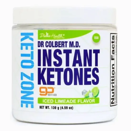 Instant Ketones Powered by goBHB Drink Mix Powder - Sugar Free Iced Limeade Flavor Divine Health by Dr. Colbert - 4.59oz image {4}