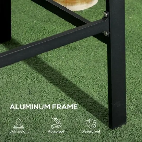 Resenkos Aluminum Frame 3 Pieces Bar Set, Two Tall Chairs, HDPE, Aluminum, Brown And Black image {5}