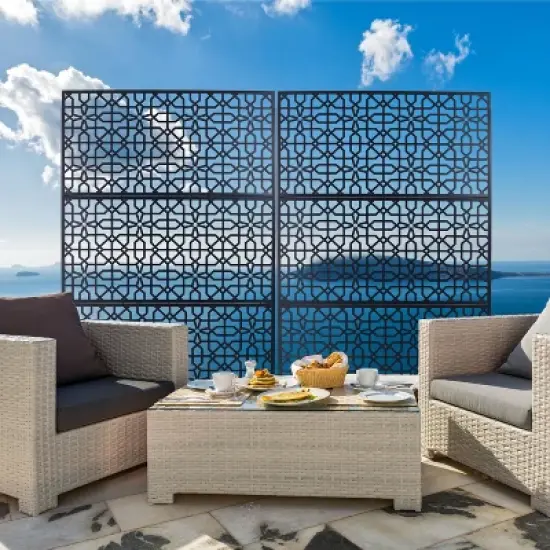 CAVINAS Patio Decorative Screen Metal Fence Privacy Screen with Hollow Geometric Pattern for Outside and Garden, 76" H&times;48" W image {5}