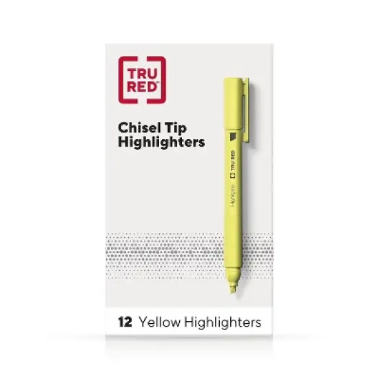 TRU RED Pocket Highlighter with Grip Chisel Tip Yellow Dozen TR54580 image {9}