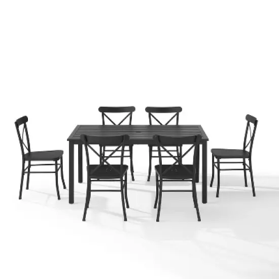 Astrid 7pc Outdoor Metal Dining Set - Matte Black - Crosley image {4}