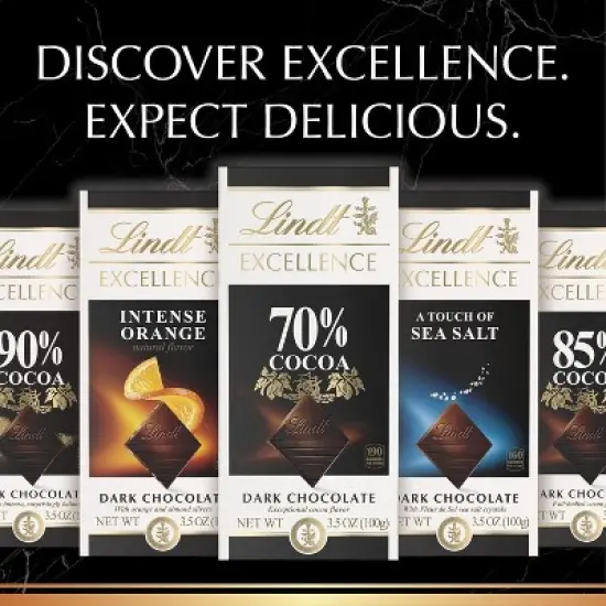 Lindt 4/6/12 Bars,  Excellence 90% Cocoa Dark Chocolate 3.5oz Full Size Candy Bar image {6}