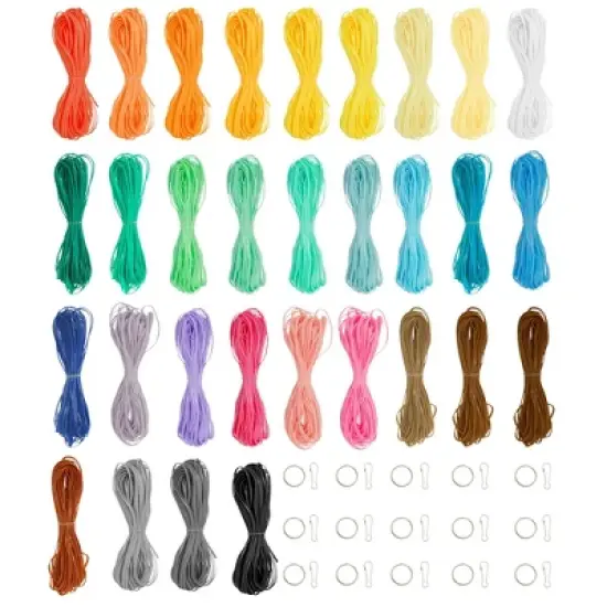 Juvale 31 Color Lanyard String Kit, Gimp String for Bracelets Boondoggle Keychains, Plastic Cord with Rings and Hooks image {6}
