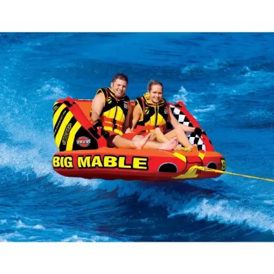 SPORTSSTUFF 53-2213 Big Mable 2 Person Double Rider Lake Inflatable Towable Boat Tube with 60-Foot Tow Rope and Heavy-Duty Full Nylon Cover image {2}