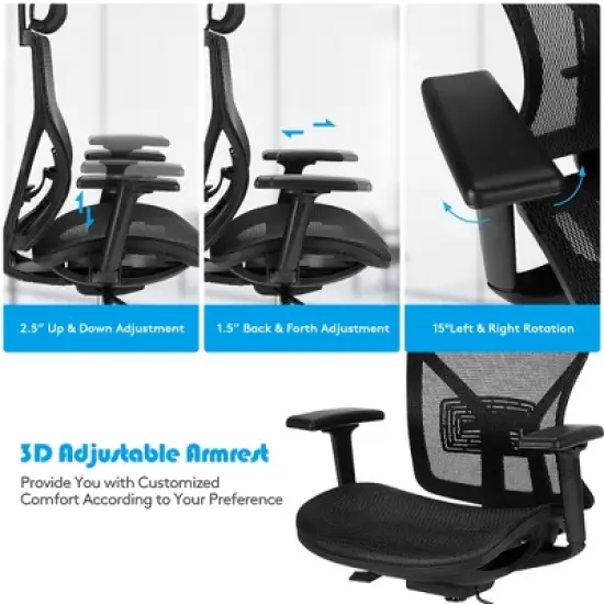 Costway Ergonomic Office Chair High-Back Mesh Chair w/Adjustable Lumbar Support image {9}