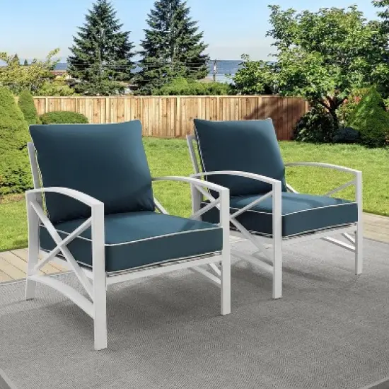 Kaplan 2pc Outdoor Accent Chairs - Navy/White - Crosley image {4}