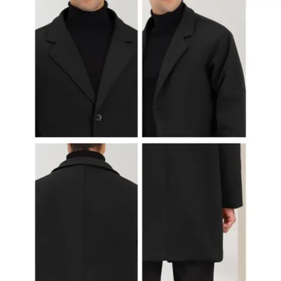Lars Amadeus Men's Winter Notched Lapel Single Breasted Mid-Length Overcoat image {5}
