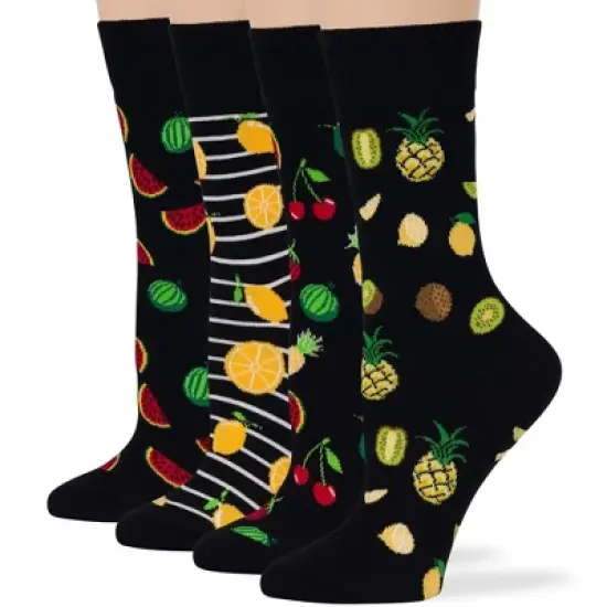 Women Cotton Calf Patterned Socks - 4 Pack - Coffee, Puppy, Flowers, Birds, Cat - Shoe Size 5-9 M, 8-12 L - Multicolors | 7BIGSTARS KINGDOM image {10}