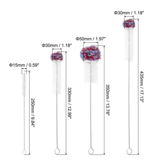 Unique Bargains Rust Resistant Durable Reusable Soft Bristles Cleaning Brush 1 Set of 4 Pcs image {1}