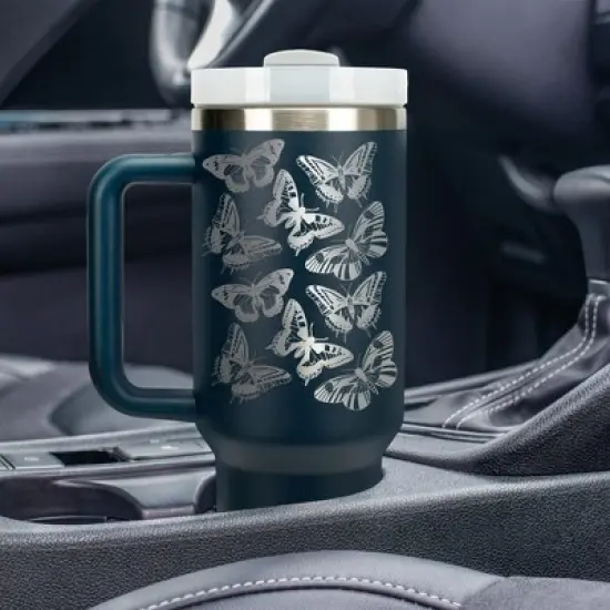 Elanze Designs Monarch Butterfly Spring Garden Wrap-Around 40 Oz. Stainless Steel Water Bottle Coffee Mug, Spill & Leak Resistant, Travel Tumbler with image {4}