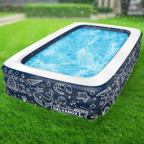 Galvanox Above Ground Inflatable Kiddie Pool Large Size Blow Up Swimming Pools Play Center Kids Children Family Outdoor Garden Backyard 120"x72"x22" image {2}