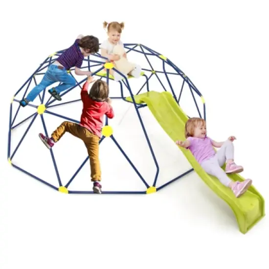 Costway 13.3 FT Climbing Dome Geometric Dome Climber with Extended Wavy Slide image {10}