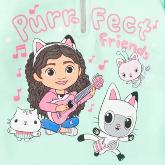 Dreamworks Gabby's Dollhouse Kitty Fairy Cakey Cat Gabby Girls Fleece Half Zip Hoodie Little Kid  image {2}