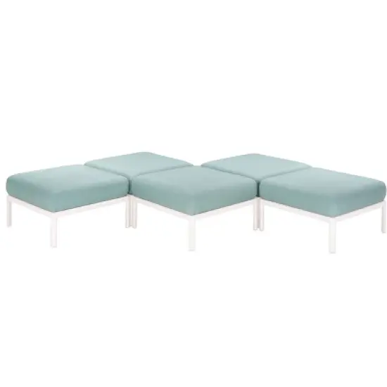 Laurel Outdoor Ottoman with Cushion - White/Seafoam - Lagoon image {3}