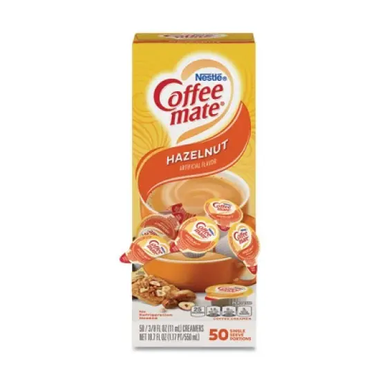 Coffee mate Liquid Coffee Creamer, Hazelnut, 0.38 oz Mini Cups, 50/Box image {6}