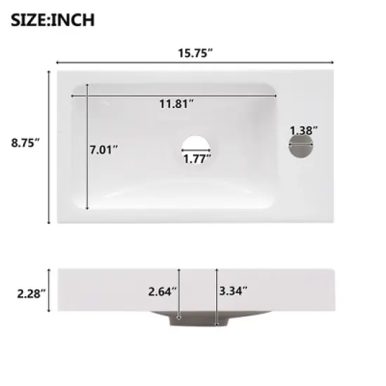 GDFStudio Morr 15.75" Farmhouse Bathroom Vanity with Reversible Resin Sink, Door and Adjustable Shelf image {3}