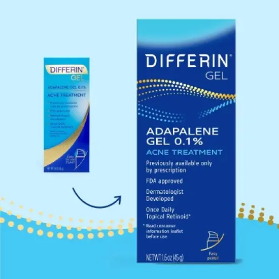 Differin Acne Retinoid Treatment Gel Adapalene 0.1% - 45g/1.6oz image {1}