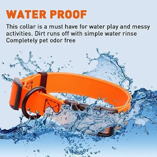 Dogline Biothane Waterproof Collar with QR Buckle Orange image {3}