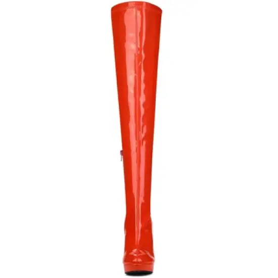 Allegra K Women's Platform Round Toe Chunky Heels Over the Knee High Boots image {2}