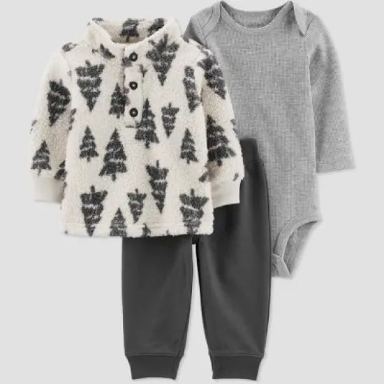 Carter's Just One You&reg;️ Baby Boys' Trees Pullover & Bottom Set - Cream/Navy Blue image {4}