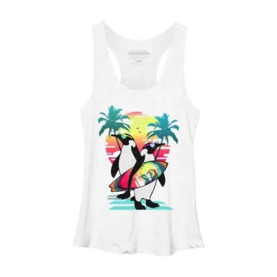 Women's Design By Humans Penguin Summer Vacation By clingcling Racerback Tank Top image {7}