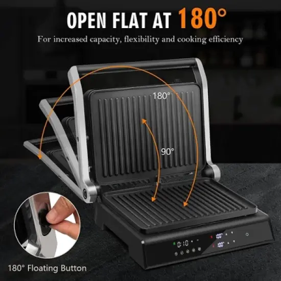 Costway Electric Panini Press Grill 1200W Sandwich Maker with Independent Temperature Control & Removable Drip Tray image {6}