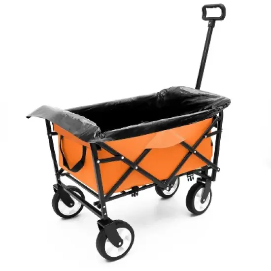 Collapsible Foldable Wagon Cart Beach Wagon Heavy Duty Utility Cart with 3pcs plastic Liner bag /Cover for Camping image {7}