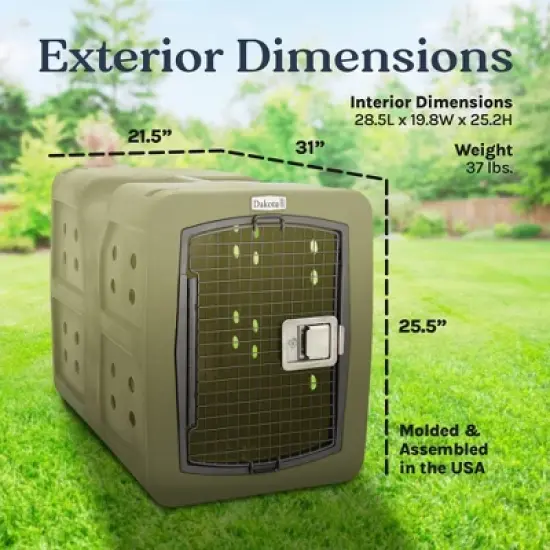 Dakota 283 G3 Medium Ventilated Framed Door Kennel w/Ultra-Secure Lock, Easy-Grip Handle & Keyed Paddle Latching Door for Large-Breed Dogs, Olive image {1}