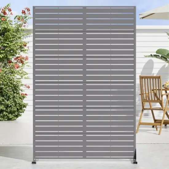 Classic Rectangular Green Galvanized Sheet Screen with Blinds, Outdoor Partition Garden Screen image {1}