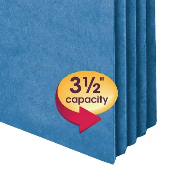 Smead File Pocket, Straight-Cut Tab, 3-1/2" Expansion, Letter Size, Blue, 25 per Box (73225) image {2}