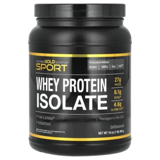 California Gold Nutrition Sport, Whey Protein Isolate, Unflavored, 1 lb (454 g) image {5}