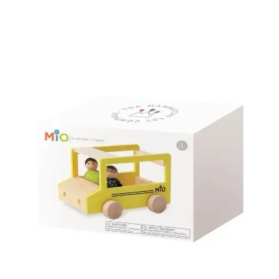 Manhattan Toy MiO School Bus + 2 People Modular Wooden Building Set Playset image {3}