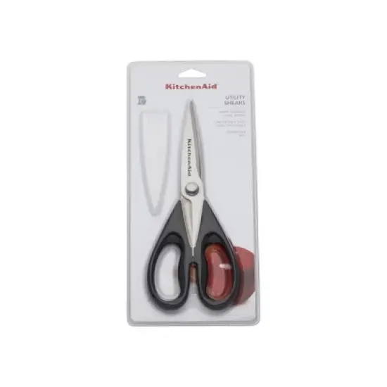 KitchenAid Utility Shears: Stainless Steel Kitchen Scissors, Dishwasher-Safe, Black Handle, 4.5" Blade, Lifetime Warranty image {1}