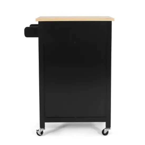 Maynard Contemporary Glass Paneled Kitchen Cart Natural/Black - Christopher Knight Home image {8}