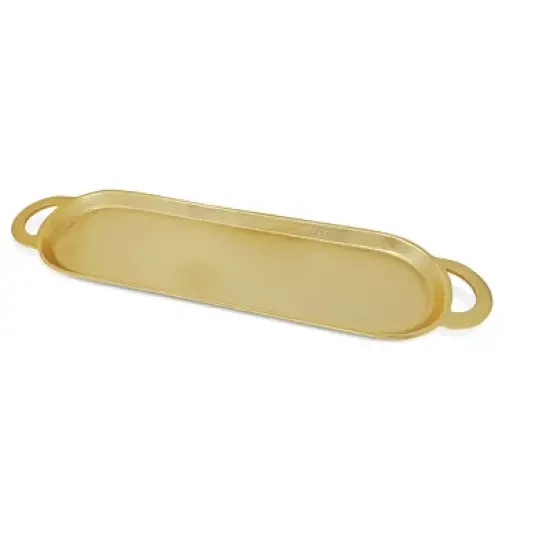 Classic Touch Gold Oblong Serving Tray with Flat Handles image {2}