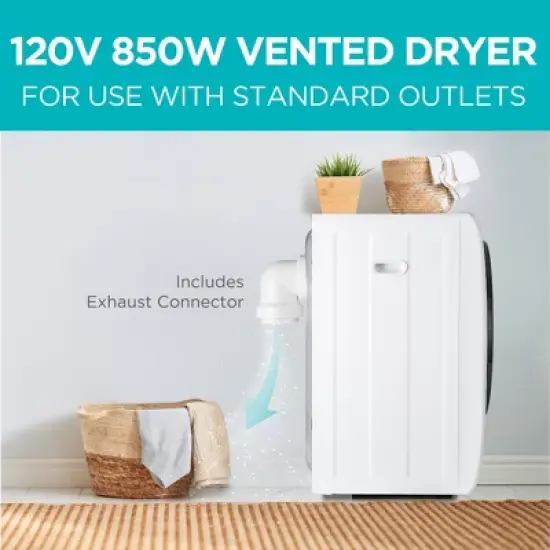 BLACK+DECKER Compact Electric Dryer, 120V Vented Portable Dryer with Stainless Steel Drum image {2}