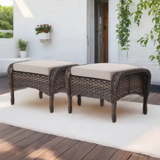 Buenhomino Patio Furniture Set,7 Piece Patio Furniture Set with Fire Pit Table,PE Wicker Patio Conversation Set with Rocking Chairs image {10}