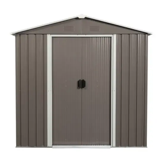 MOEPISY 6ft x 5ft Outdoor Metal Storage Shed gray image {7}