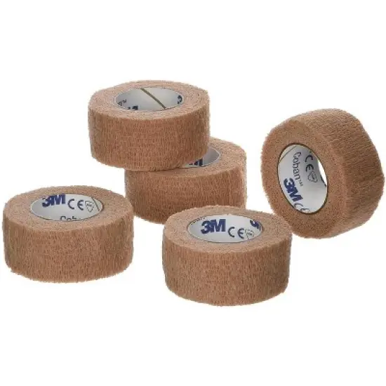 3M 27119 Coban Self- Adherent Wrap, Tan, 1" Width, 5yds Length, Pack of 5 Rolls image {3}