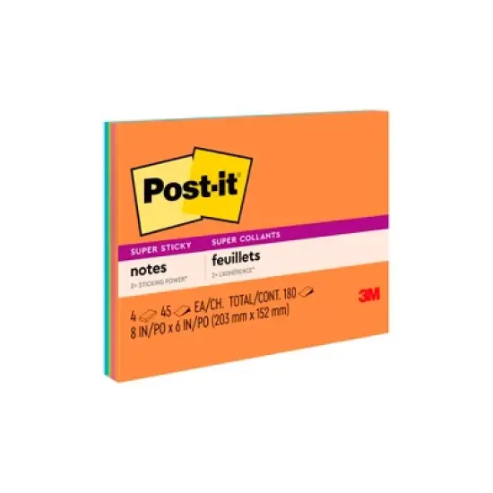 Post-it Super Sticky Large Notes, 8 x 6 Inches, Energy Boost, Pack of 4 image {5}