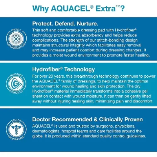 ConvaTec AQUACEL Extra Hydrofiber Dressings for Moderate to Highly Exuding Wounds, Non-Woven Two-Dimensional Strengthening Fibers, Multiple Sizes image {5}
