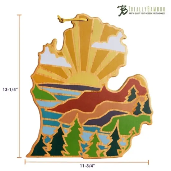 Totally Bamboo Michigan (Mitten) Summer Stokes Cutting Board: Lightweight Bamboo Chopping Board, Hand Wash, Multicolored image {5}