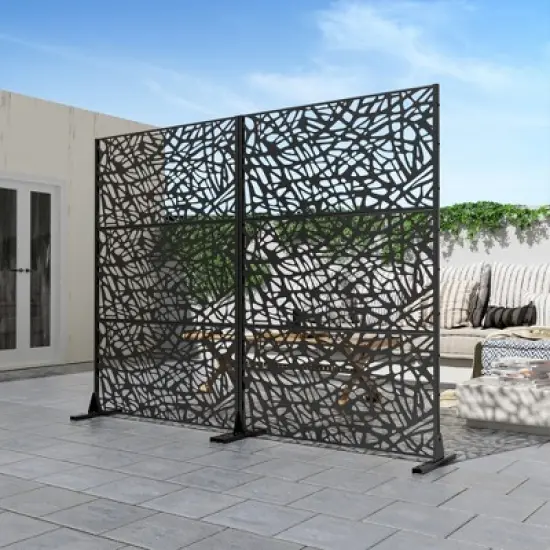 PexFix 72 in. x 47 in. Outdoor Metal Privacy Screen Garden Fence in Web Pattern in Black image {3}